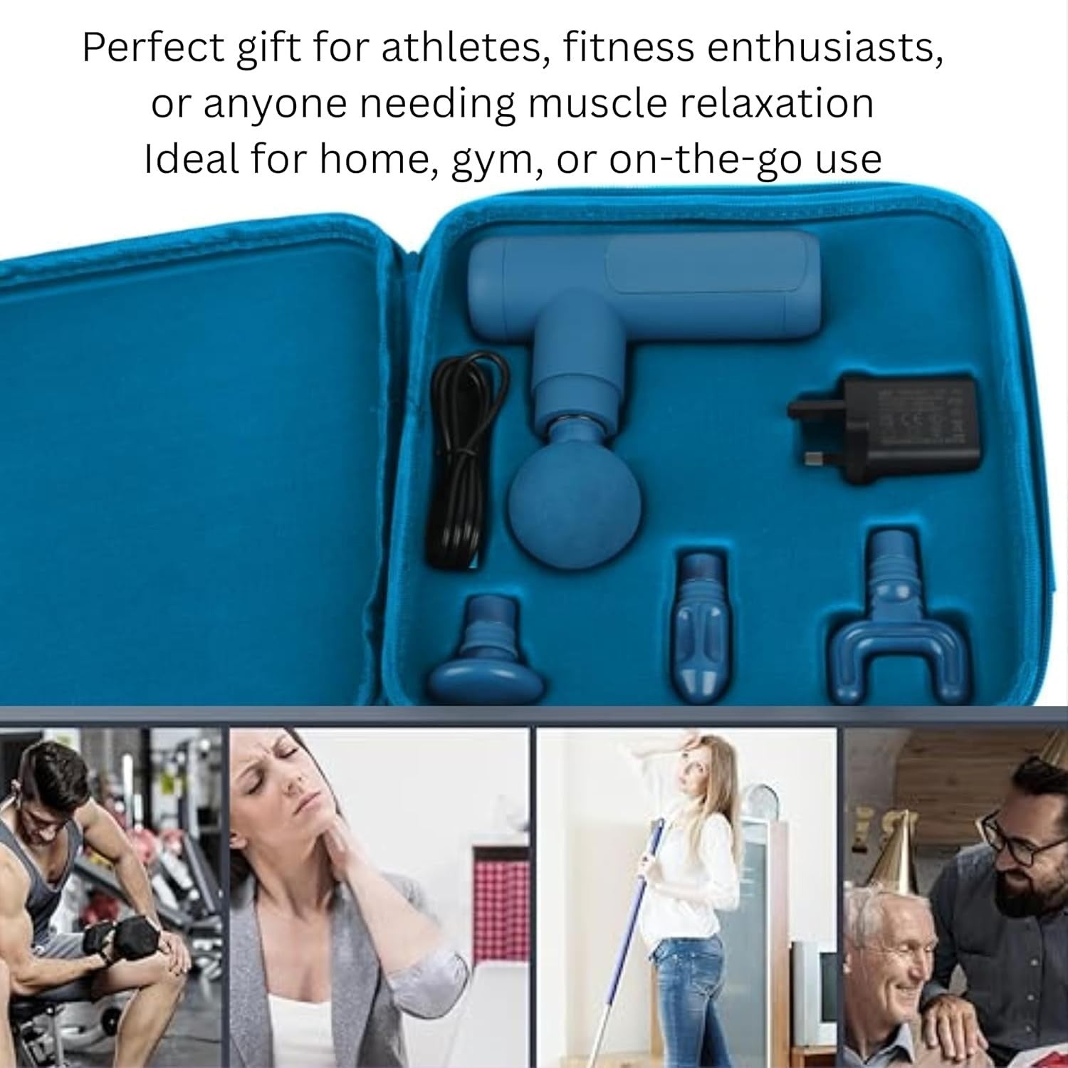 Deep Tissue Massage Gun Cordless Muscle Recovery 4 Speed Portable Carry Case