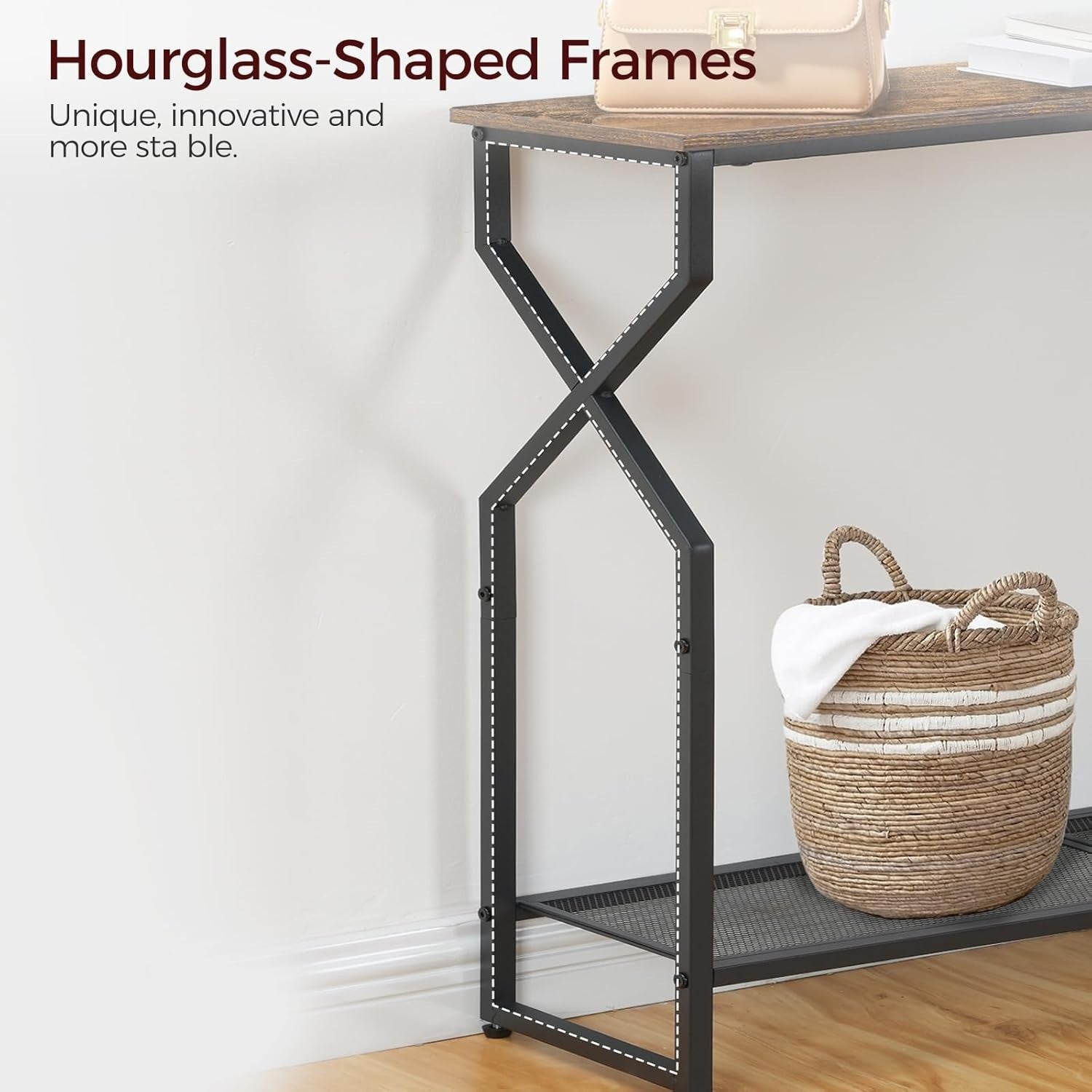 2-Tier Rustic Console Table for Hallway, Narrow Sofa Table with Storage Shelf