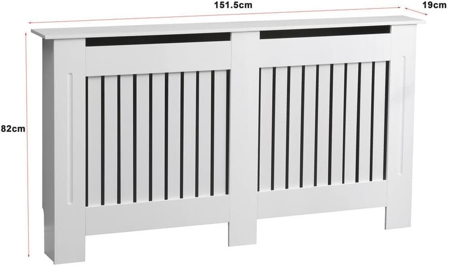 Large Grey Radiator Cover | Modern MDF Cabinet with Vertical Slats