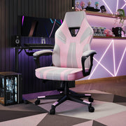 Ergonomic Gaming Chair High Back Wide Seat Grey Pink