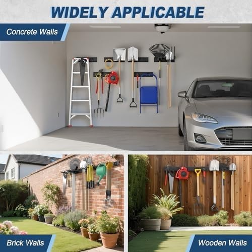Heavy Duty Wall Mounted Garden Tool Organizer 96 Inch 12 Hooks