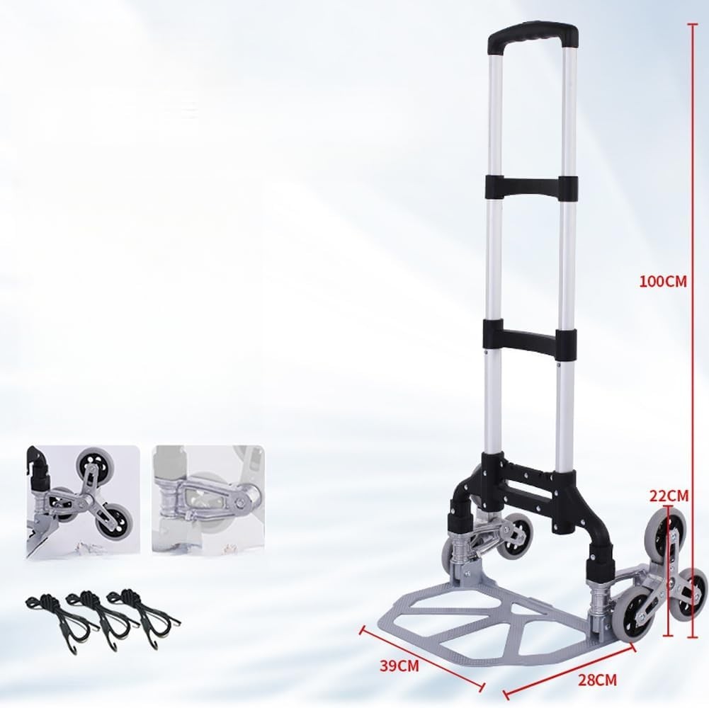 Stair Climbing Hand Truck 330lb Folding Dolly 6 Silent Wheels Adjustable