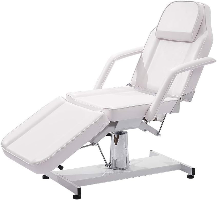 Hydraulic Massage Table 3-Section Reclining Beauty Salon Spa Tattoo Bed White