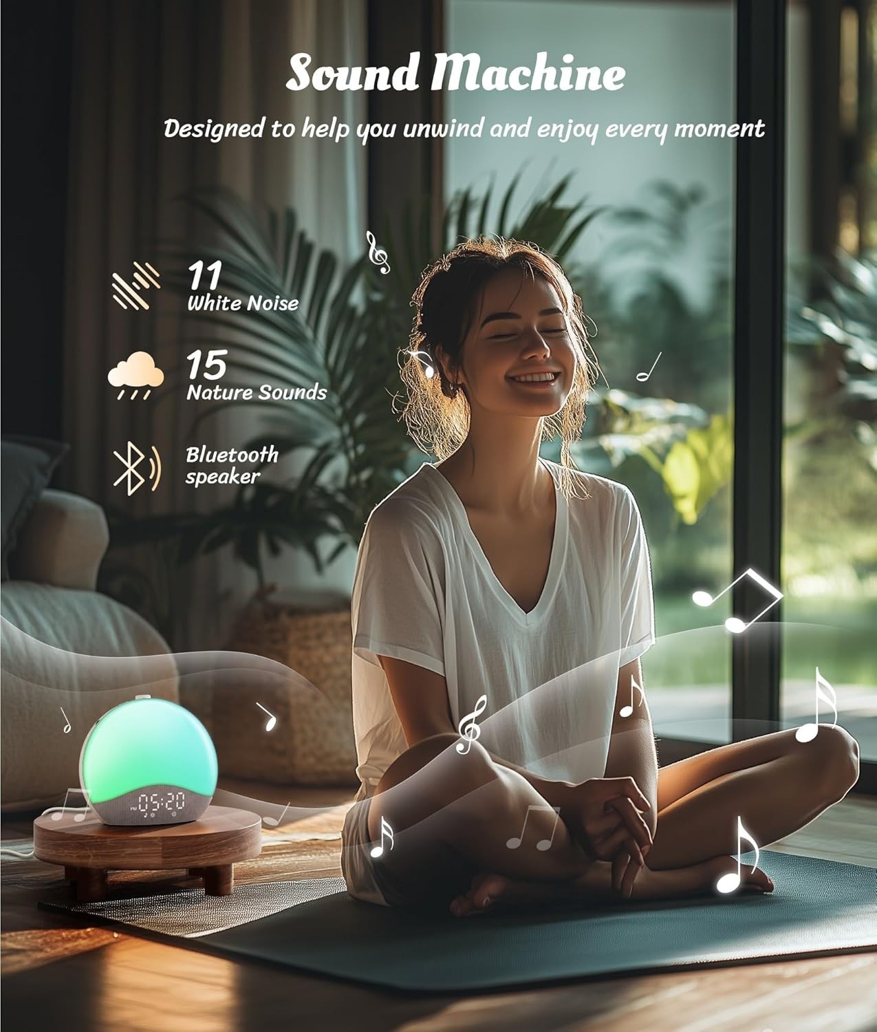 Sunrise Alarm Clock Wake Up Light White Noise Bluetooth Night Lamp