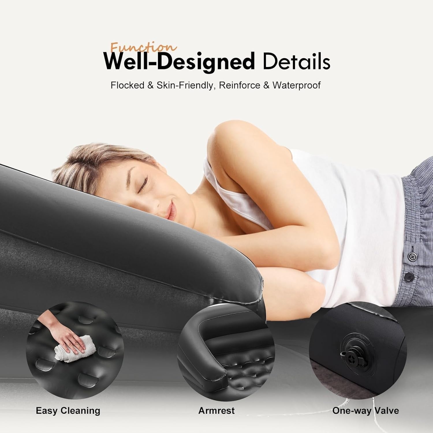 Inflatable Double Air Sofa Bed 198x137x61cm Outdoor Camping Couch