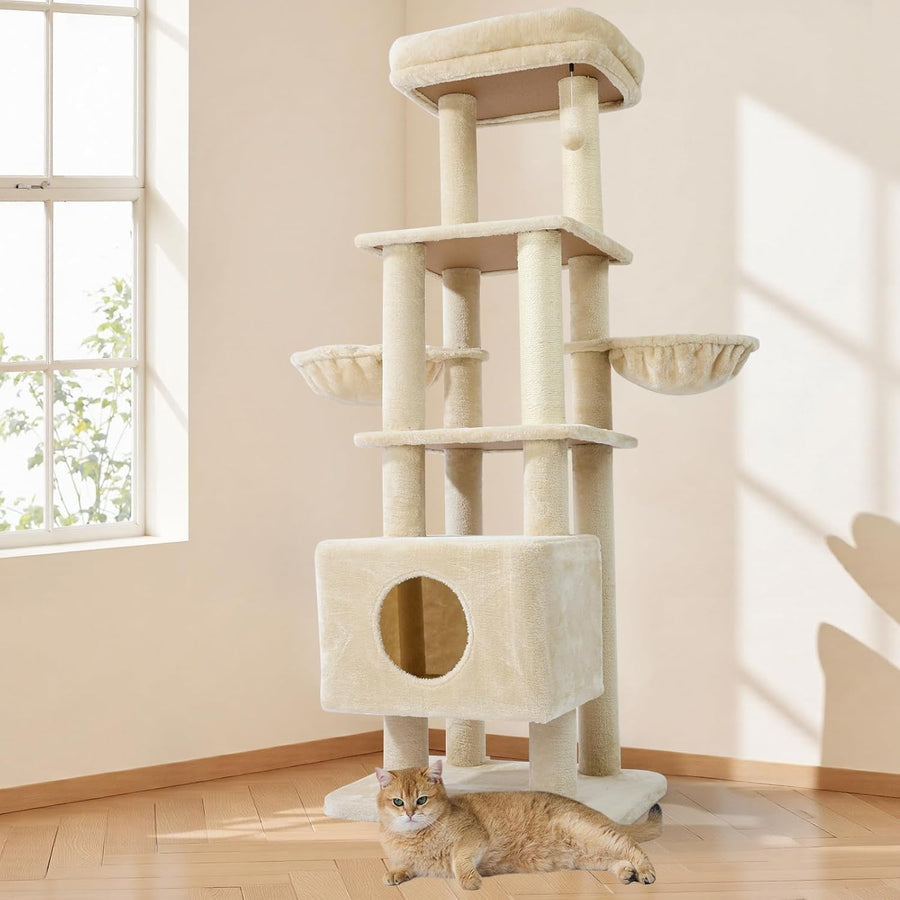Large Cat Tree Tower 165cm 6 Level Scratching Post Condo Play