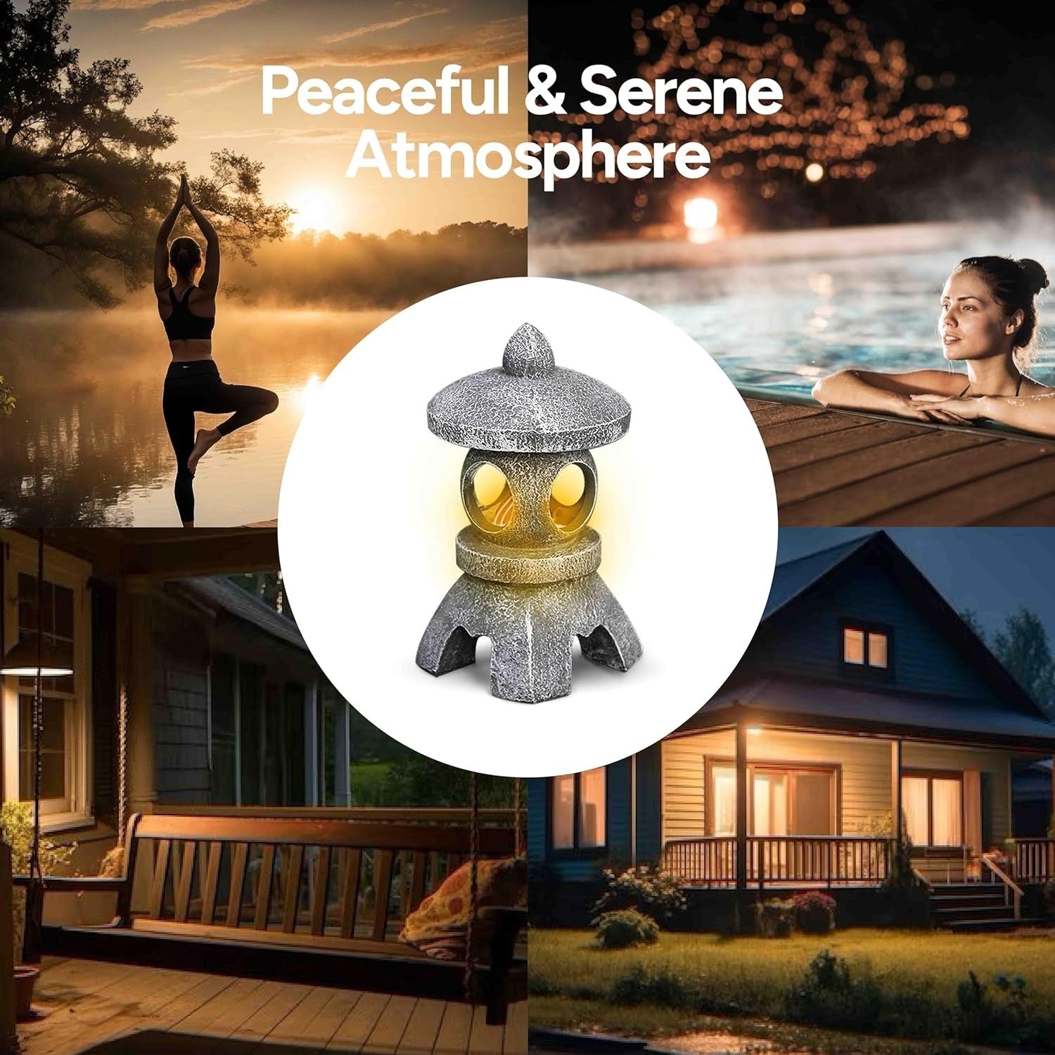 Solar Pagoda Lantern – Japanese Zen Garden Statue, Dome Pagoda 10.2"
