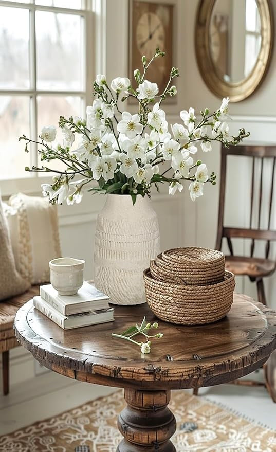 Beige Ceramic Vase 23cm Small Boho Nordic Decor for Dried Flowers Pampas