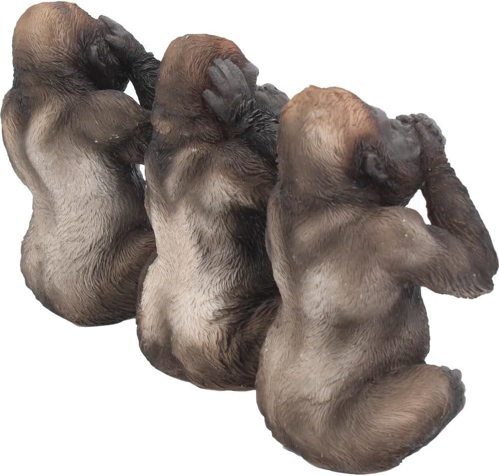 Three Wise Gorillas Figurines Set Resin 13.5cm Animal Ornament Home Decor Gift