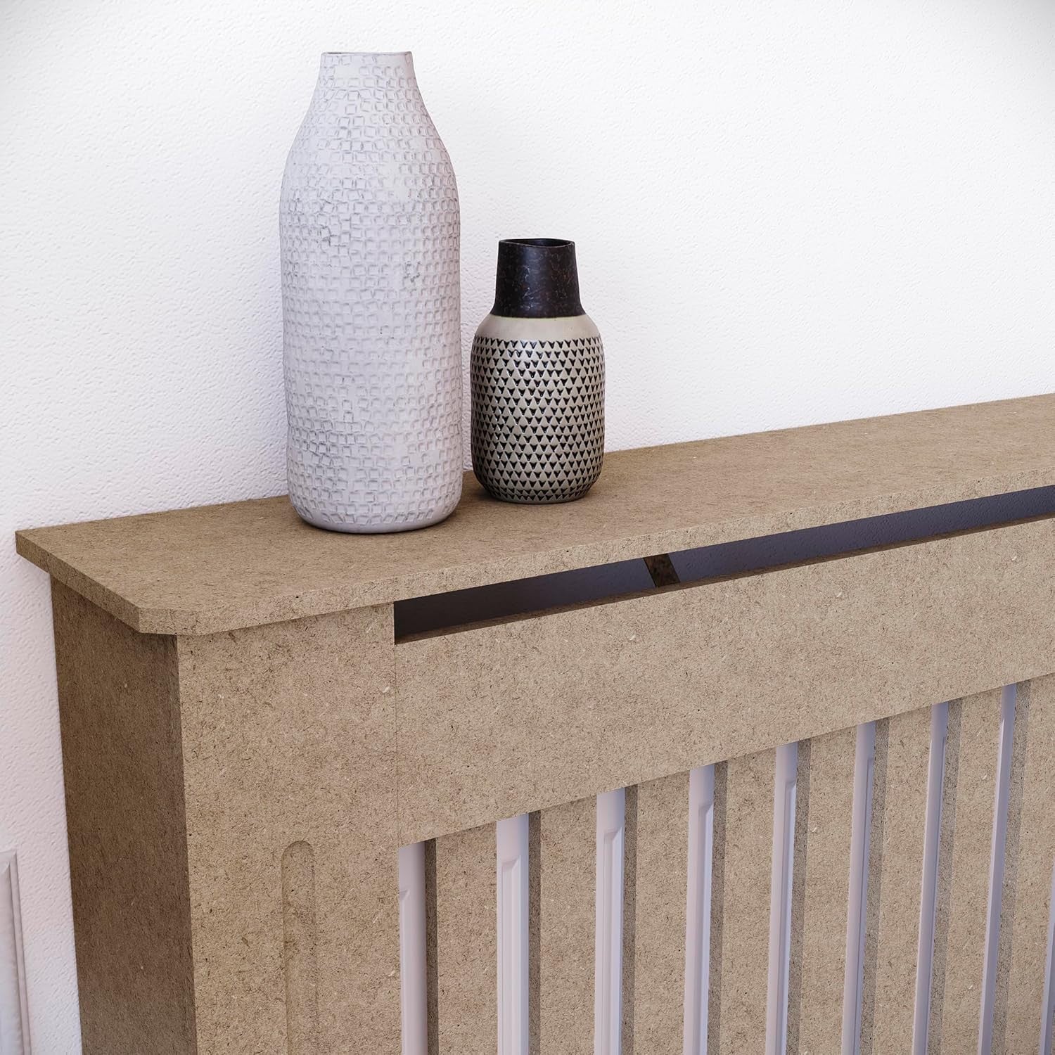 Extra Large Unfinished Radiator Cover | Modern MDF Slatted Cabinet