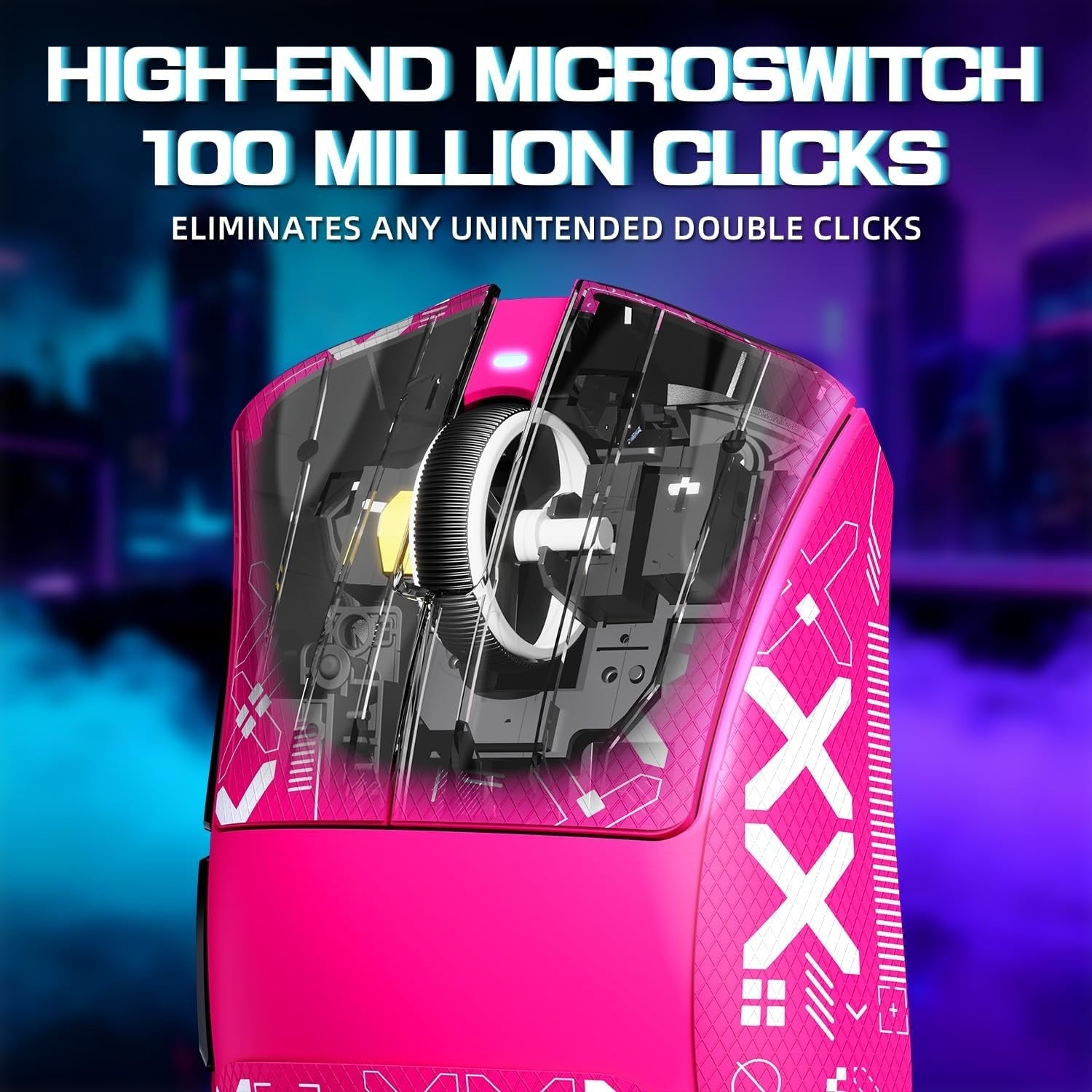 Wireless Gaming Mouse 25000 DPI 65g RGB Dock 2.4G Bluetooth Pink