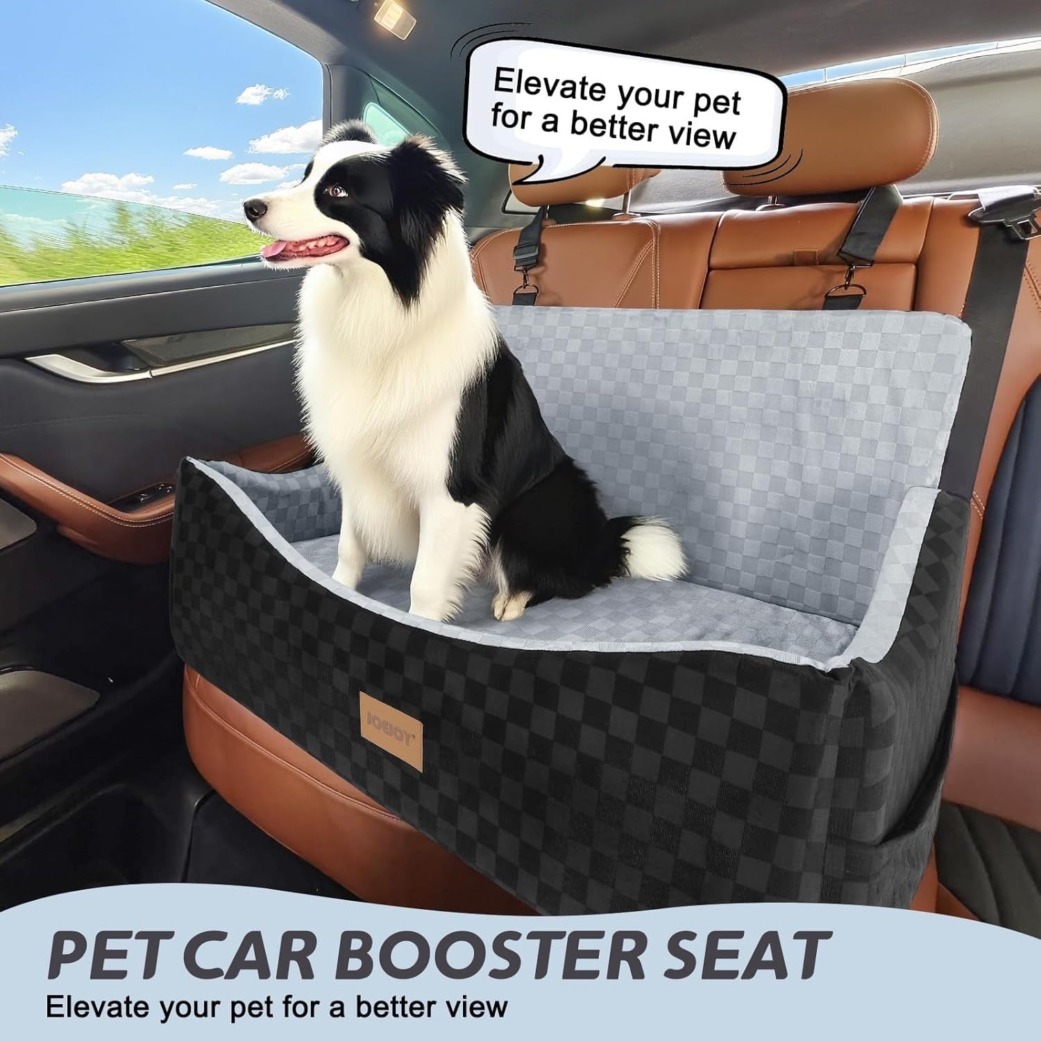 Large Dog Booster Car Seat Memory Foam Travel Bed Washable Grey