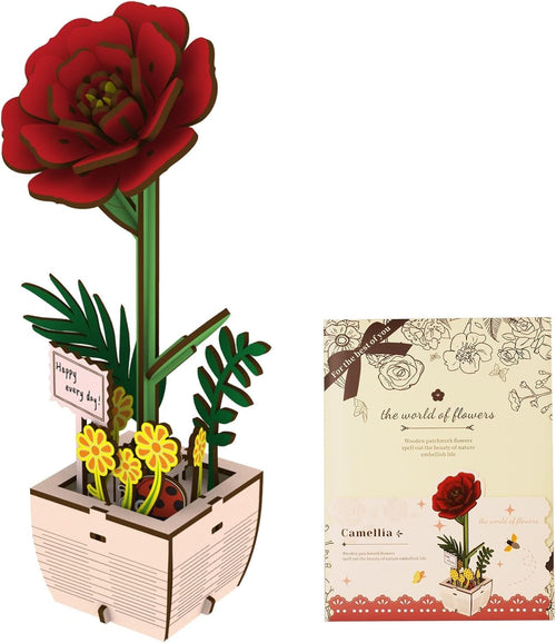 3D Wooden Flower Puzzle DIY Craft Kit, Romantic Home Décor Gift, Easy Build