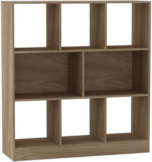 8 Cube Oak Bookcase Storage Unit – Modern Asymmetrical Shelving for Living Room