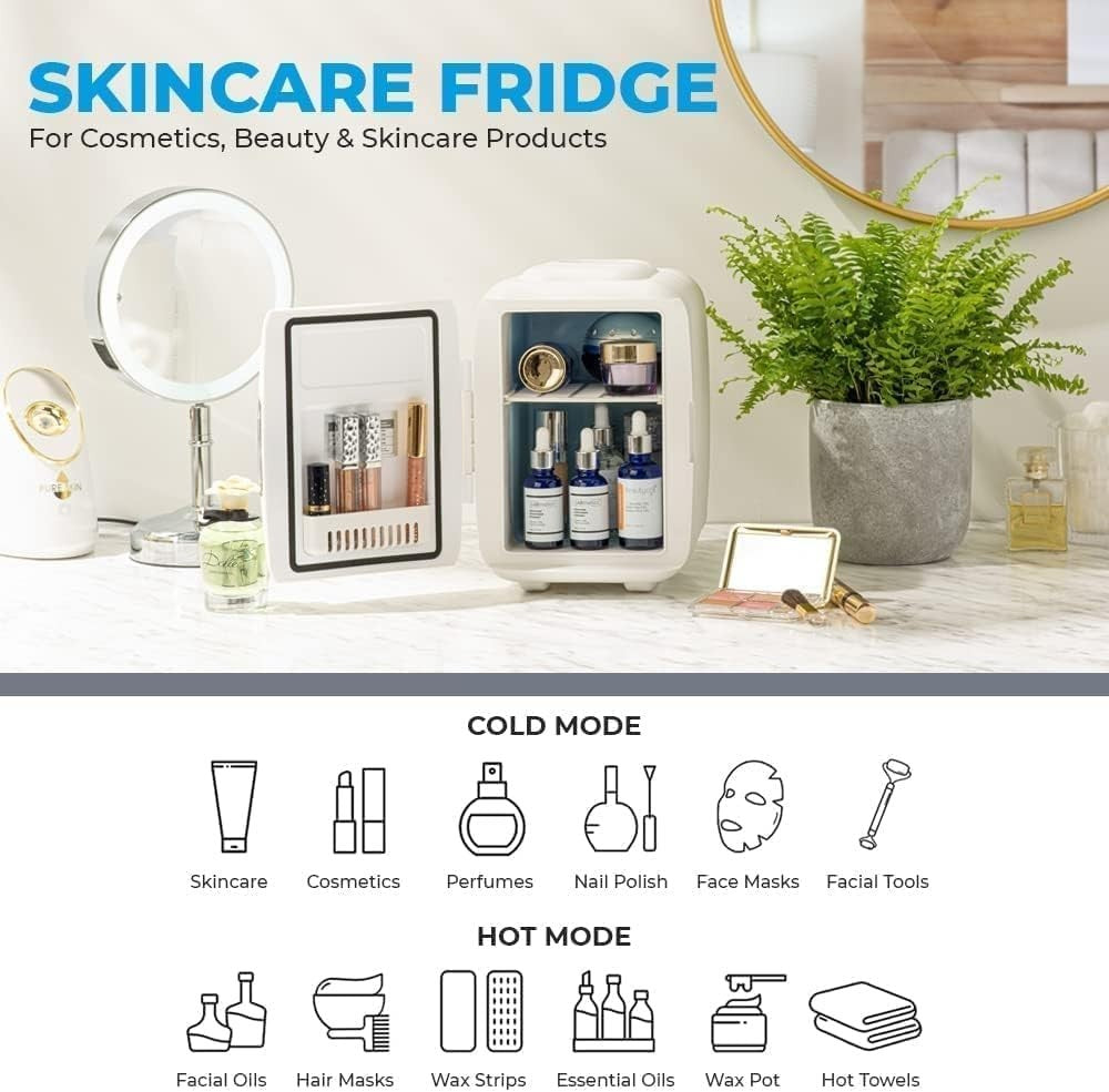 4L Mini Fridge Cooler & Warmer Portable USB AC Compact White/Pink