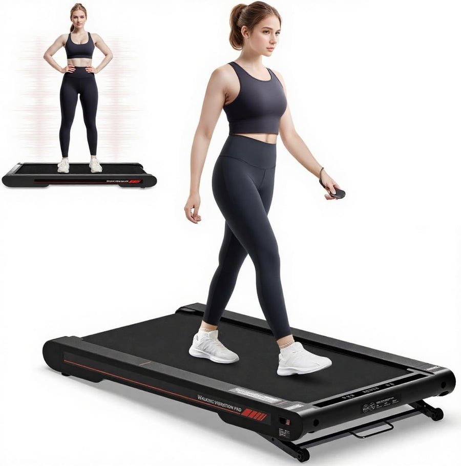 Portable Walking Vibration Pad Treadmill with Bluetooth Remote & Incline