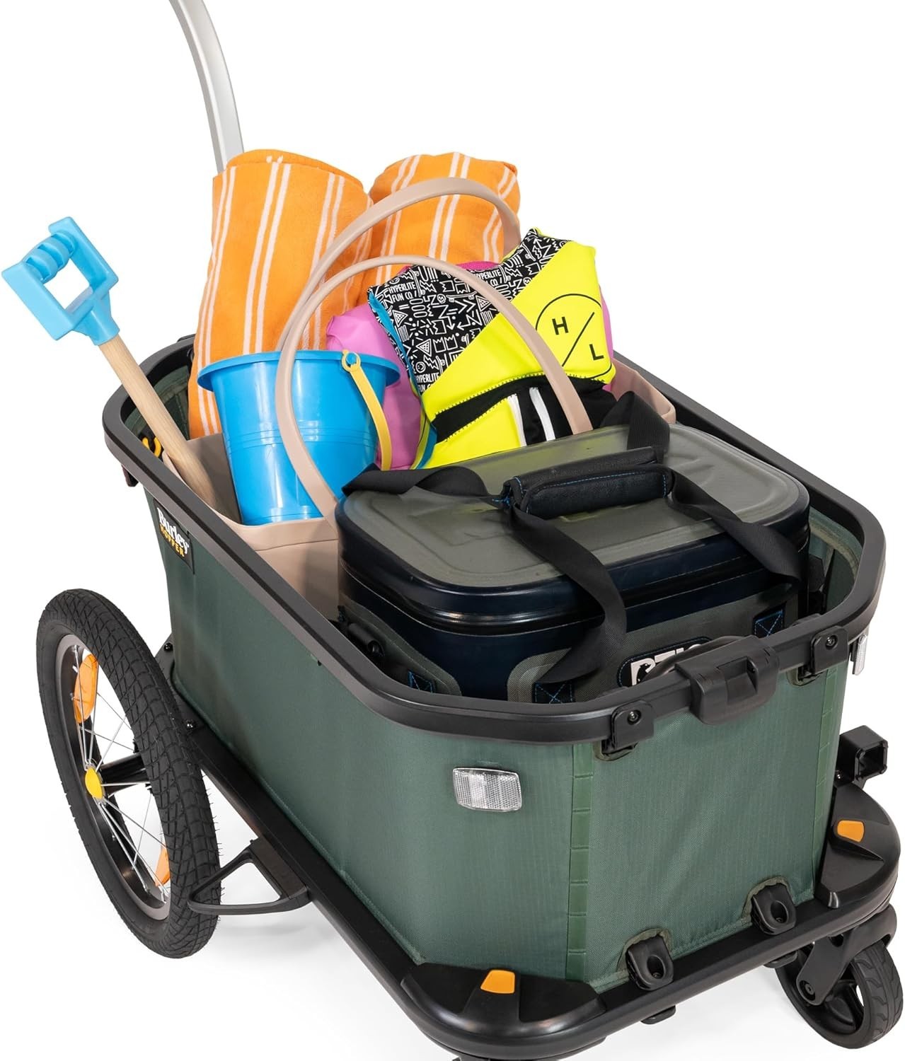 Cargo Bike Trailer Stroller Wagon Foldable Heavy Duty Transport Cart Emerald