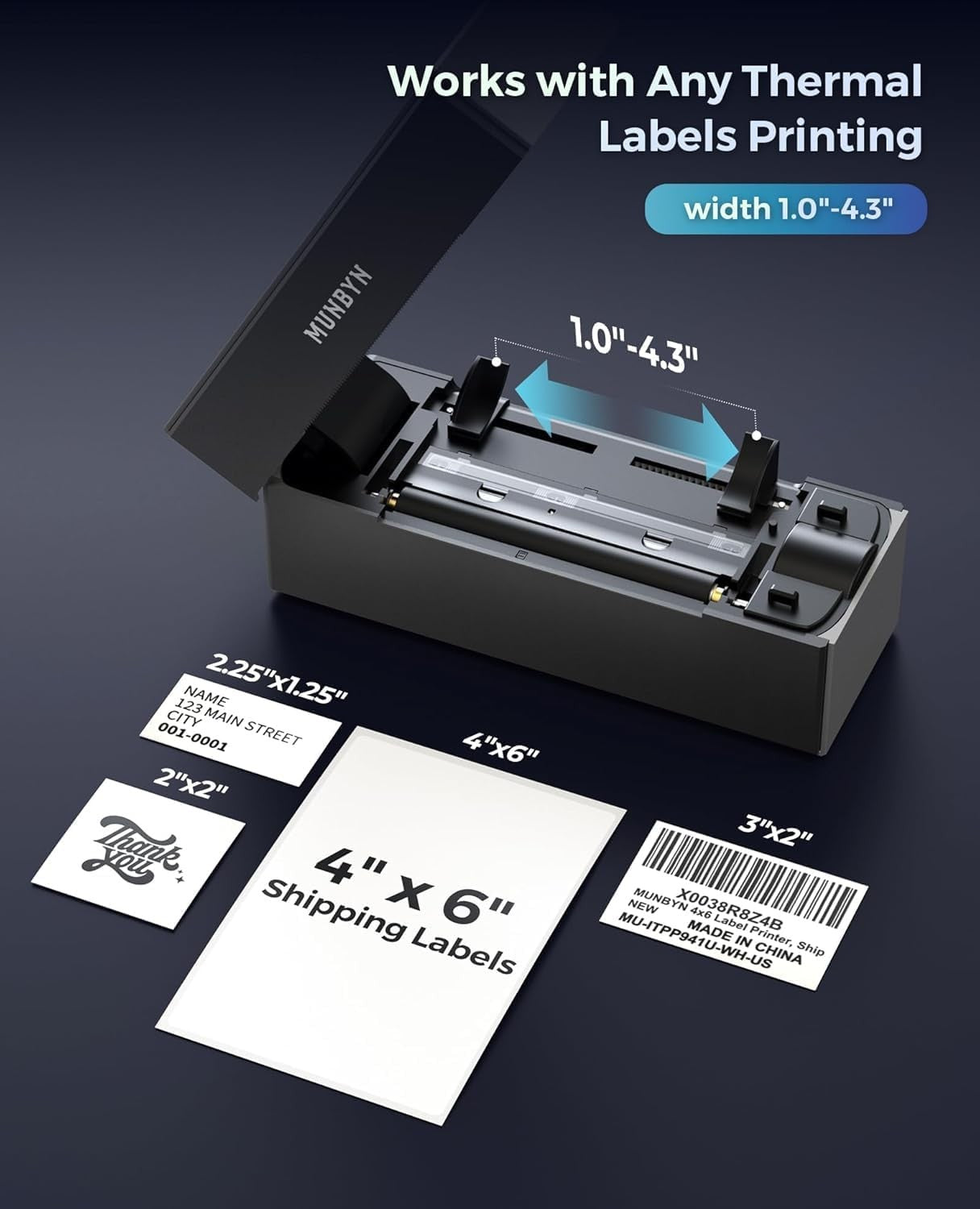 Bluetooth Shipping Label Printer 4x6 Thermal Postage USB