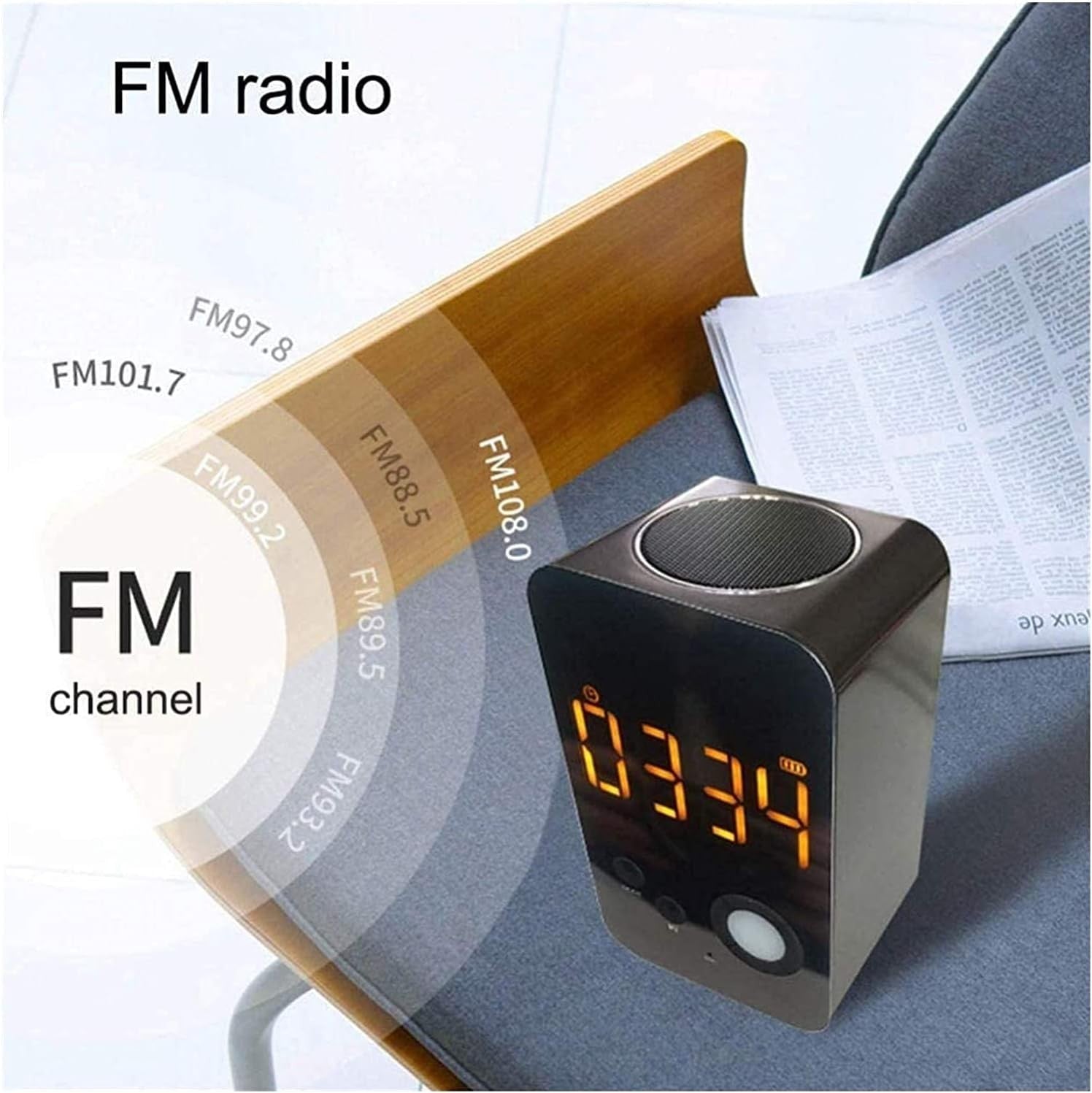 Digital Alarm Clock Radio USB Charger LED Display Snooze Bedside Black