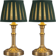 Rechargeable Cordless Table Lamp 2-Pack, Dimmable LED Touch Light, Fabric Shade