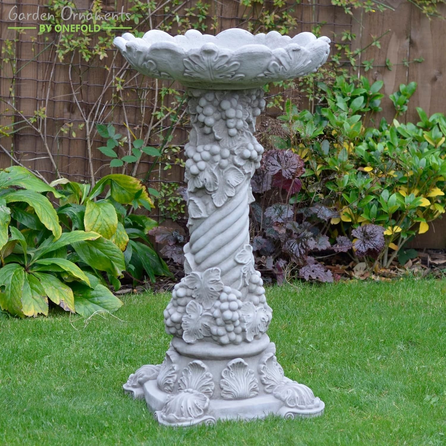 Large Victoriana Stone Bird Bath 85cm | Hand Cast Garden Ornament Feeder
