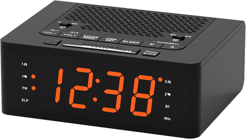 Digital Alarm Clock FM Radio Bluetooth Dimmable LED Dual Alarm