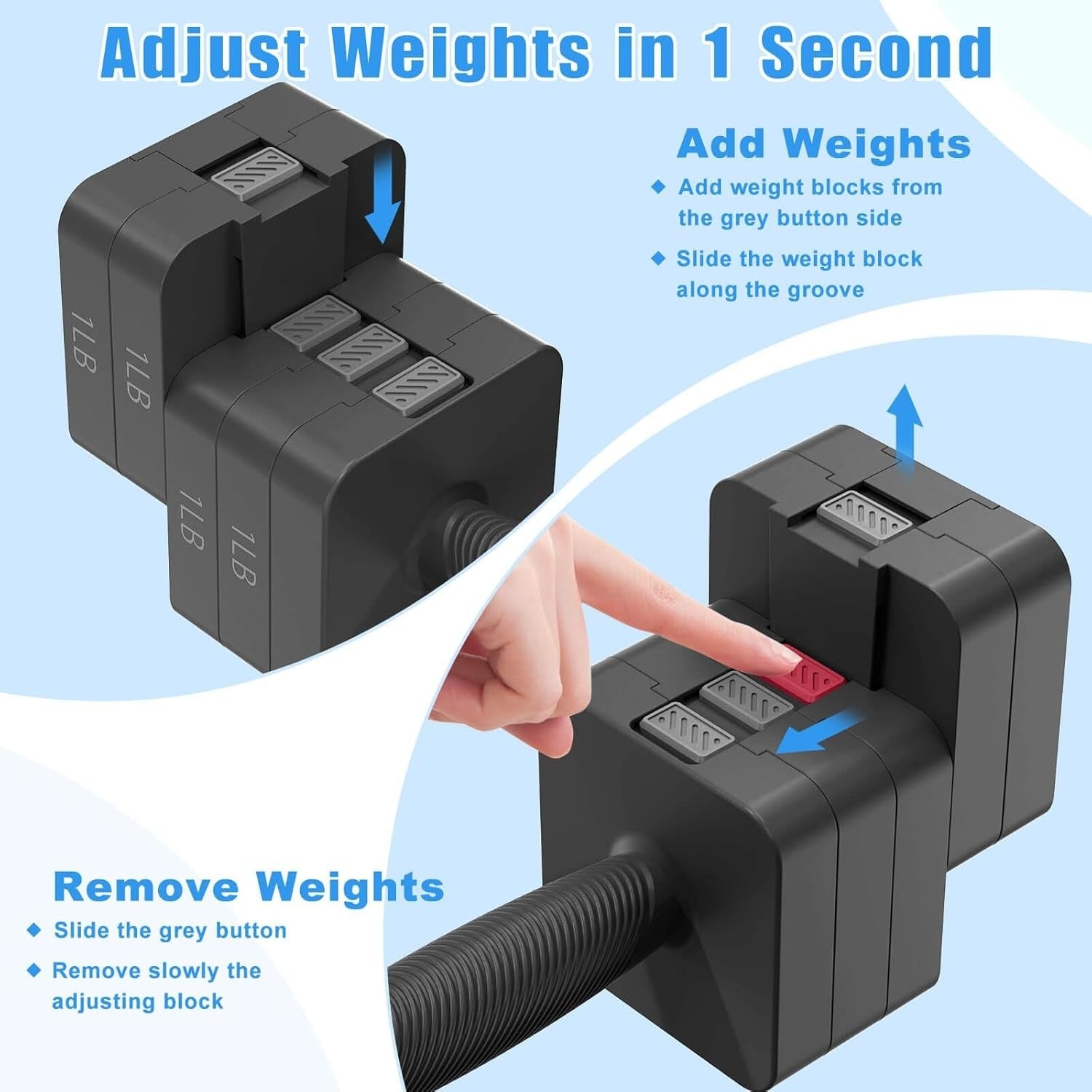 Quick-Adjust Dumbbell Set 5-in-1 3–11LB Pair Anti-Roll Home Gym