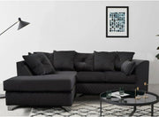 Black Velvet Corner Sofa ✨ 3-4 Seater L Shape LH with Chrome Feet