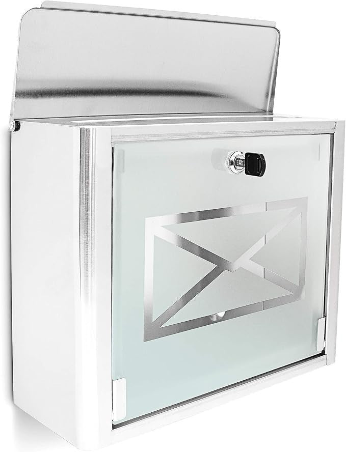 Wall Mounted Lockable Mailbox Waterproof Stainless Steel Frosted Large Slot