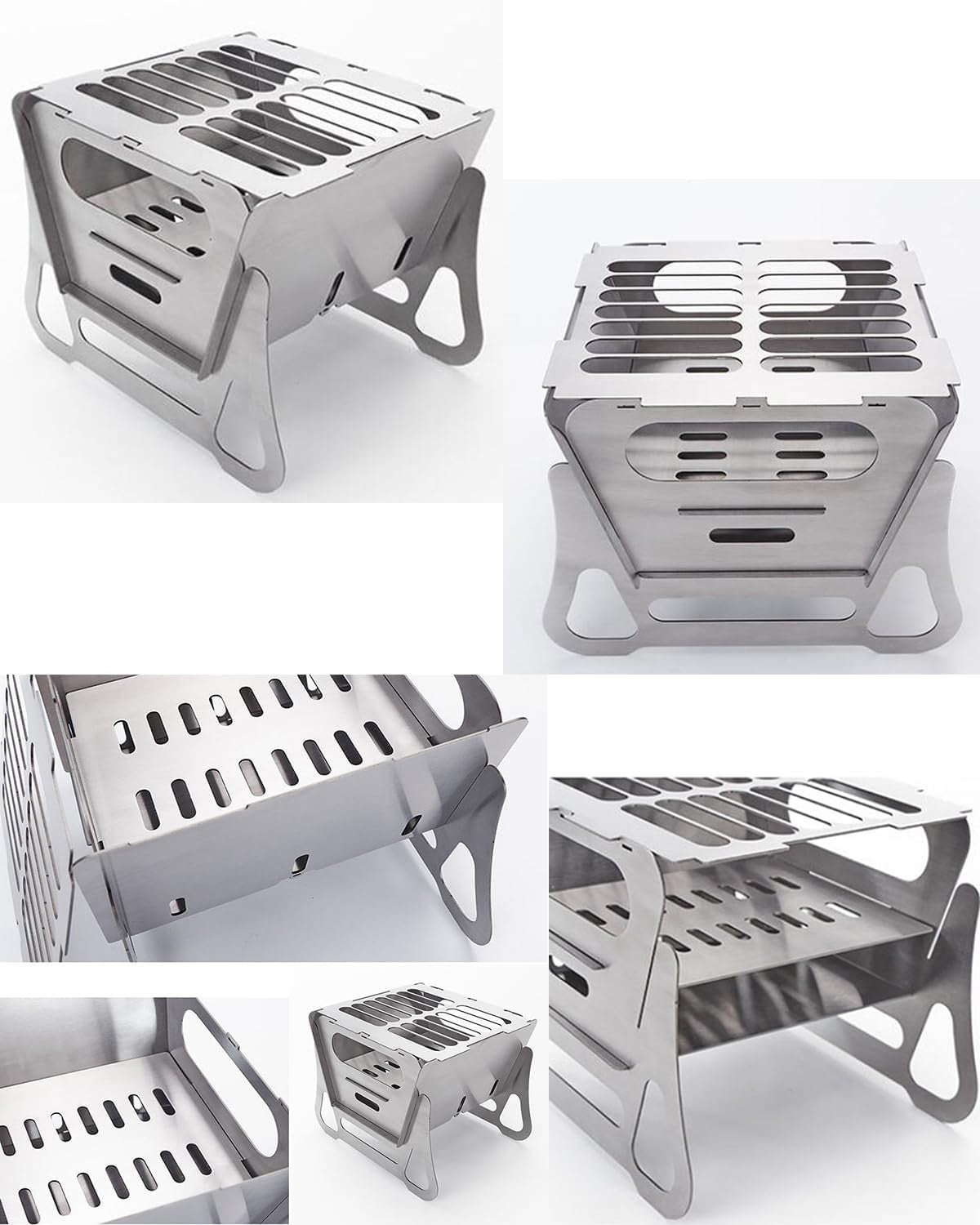 Portable Stainless Steel Mini Camping BBQ Grill Foldable Charcoal Fire Pit