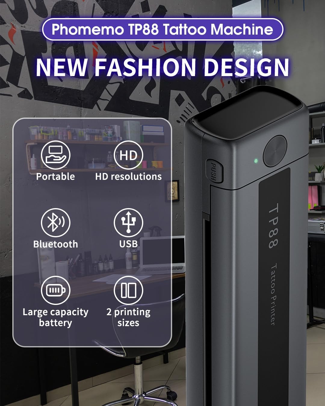 Phomemo TP88 Tattoo Stencil Printer Bluetooth Portable Thermal Printer