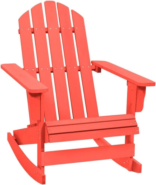 Red Outdoor Wooden Rocking Chair, Ergonomic Comfort, Weatherproof