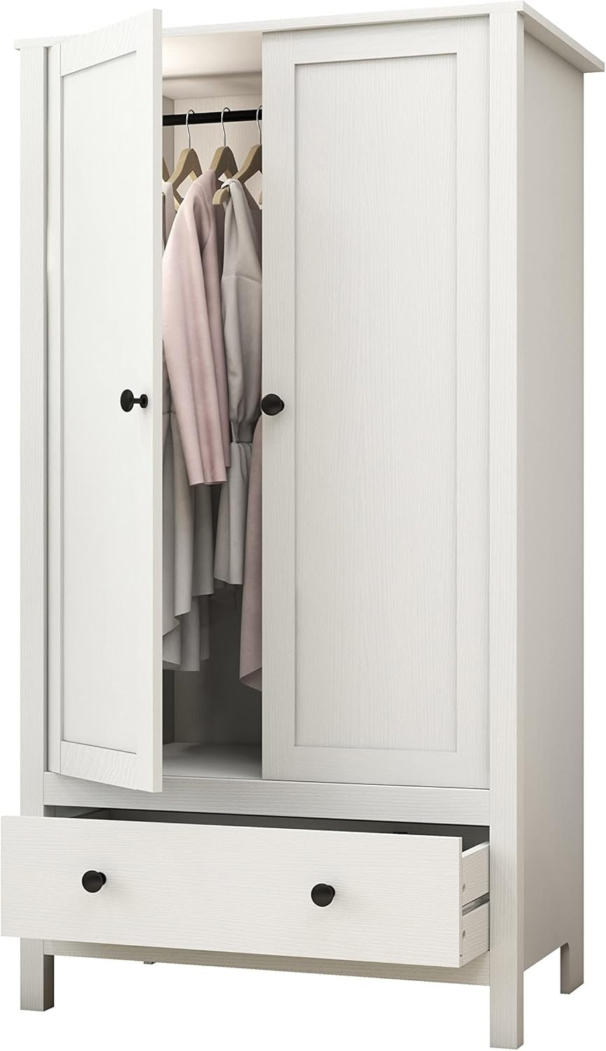 2 Door Bedroom Wardrobe with Drawer | Durable MDF, Modern Storage Unit