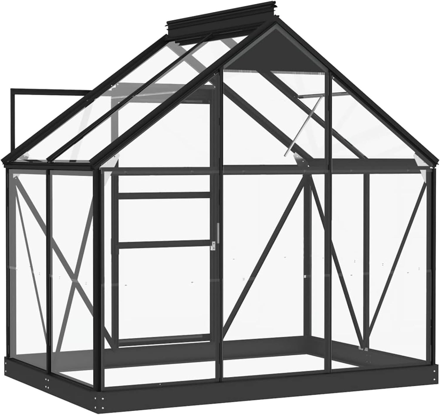 Luxury Walk-In Glass Greenhouse Anthracite Aluminium Frame 155x103x191cm