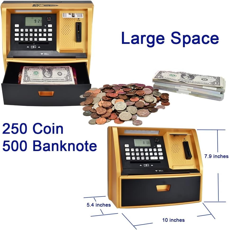 Kids ATM Money Bank Password Piggy Bank Savings Challenge Gold Toy