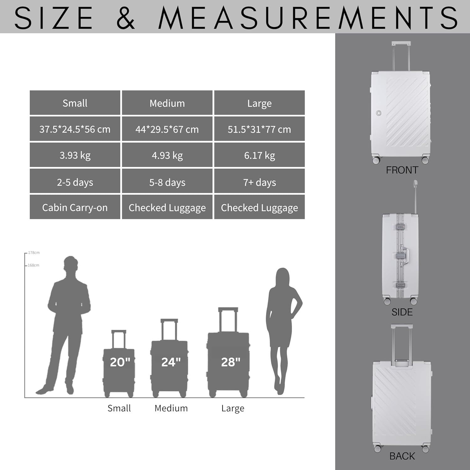 Large Zipperless Polycarbonate Suitcase Dual TSA Locks Spinner Wheels White