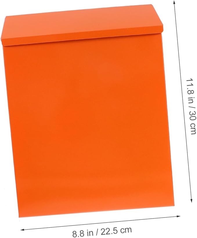 Locking Wall Mounted Iron Mailbox Orange | Secure Post Box | 30x22.5x6.5cm