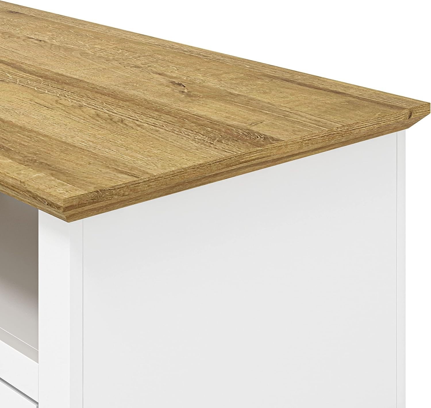 Modern White Coffee Table with 2 Drawers & Shelf – Storage Cabinet 94cm