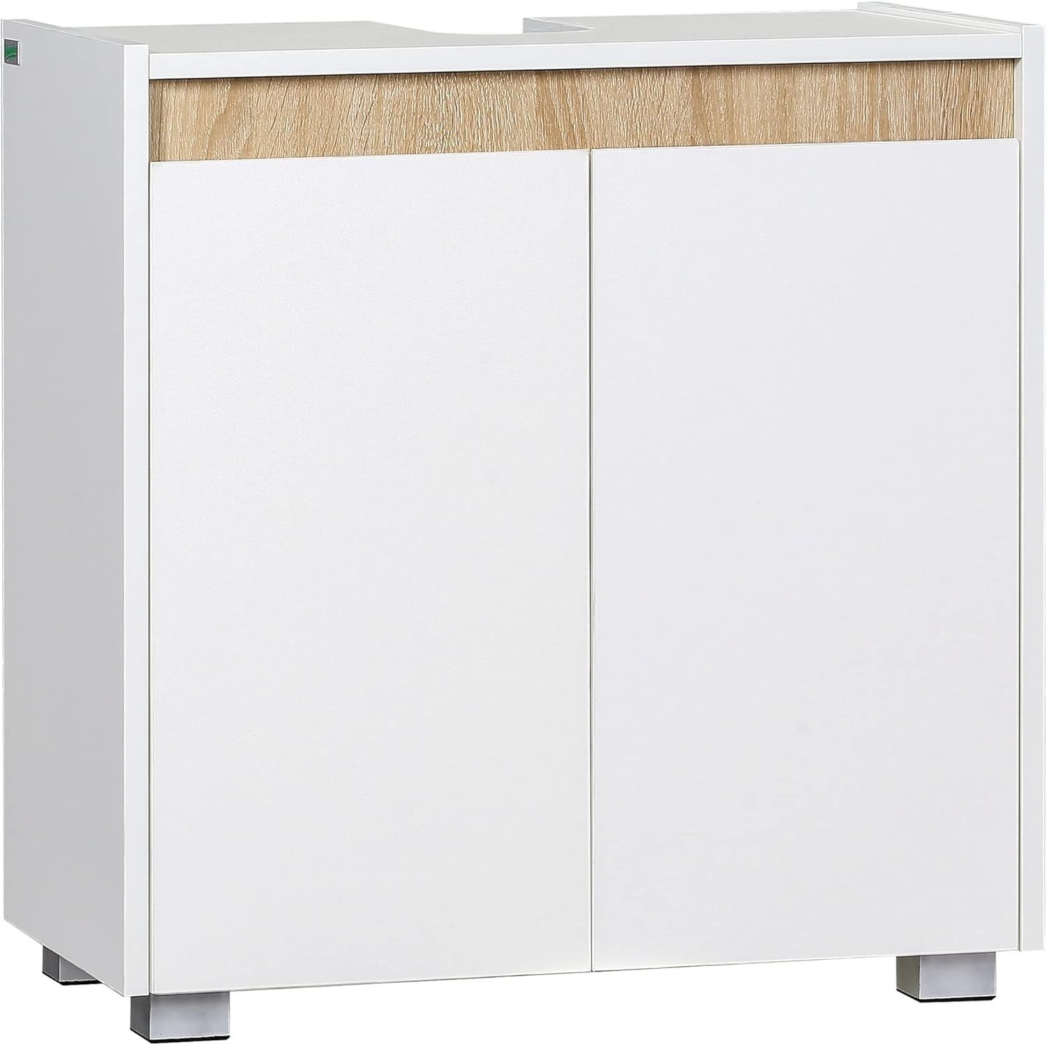 White Under Sink Bathroom Cabinet Storage Unit 2 Door Freestanding 57x60cm