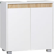 White Under Sink Bathroom Cabinet Storage Unit 2 Door Freestanding 57x60cm