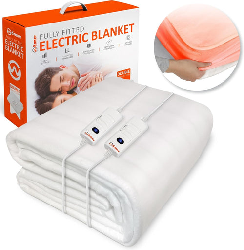 Electric Heated Mattress Blanket Double 193x137cm Dual Control Fitted Washable