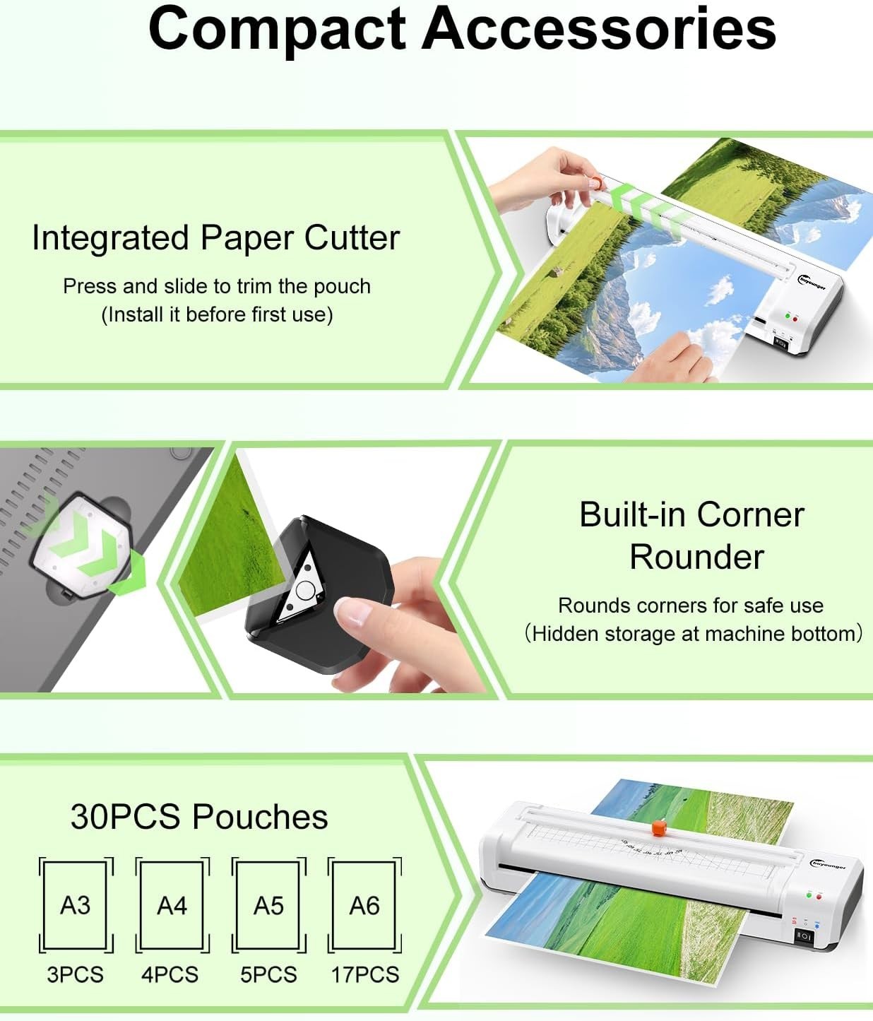 A3 Laminator Machine 90s Warm Up Hot Cold Anti Jam Cutter + 30 Pouches