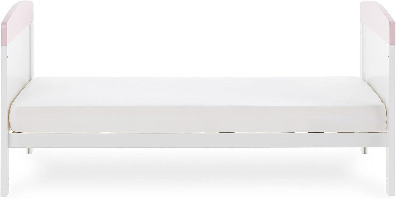 Convertible Cot Bed with Adjustable Height Toddler Bed 140x70cm Elephant Pink