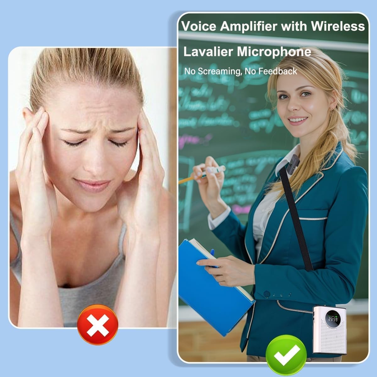 Wireless Voice Amplifier with Lavalier Mic Portable Bluetooth TF USB 2.4G