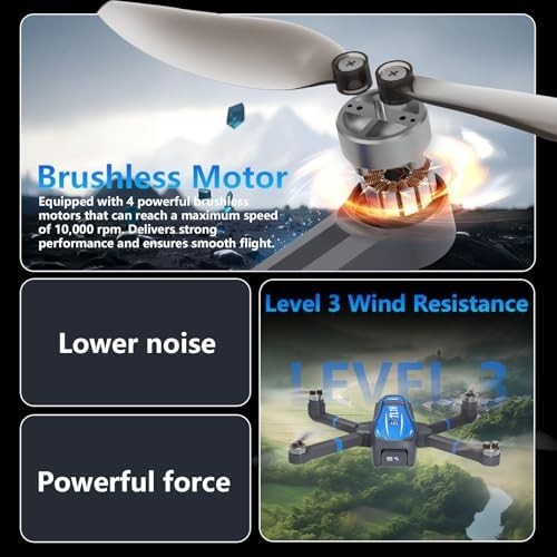 4K Drone with Camera for Adults, Brushless Motor Foldable Quadcopter Drone
