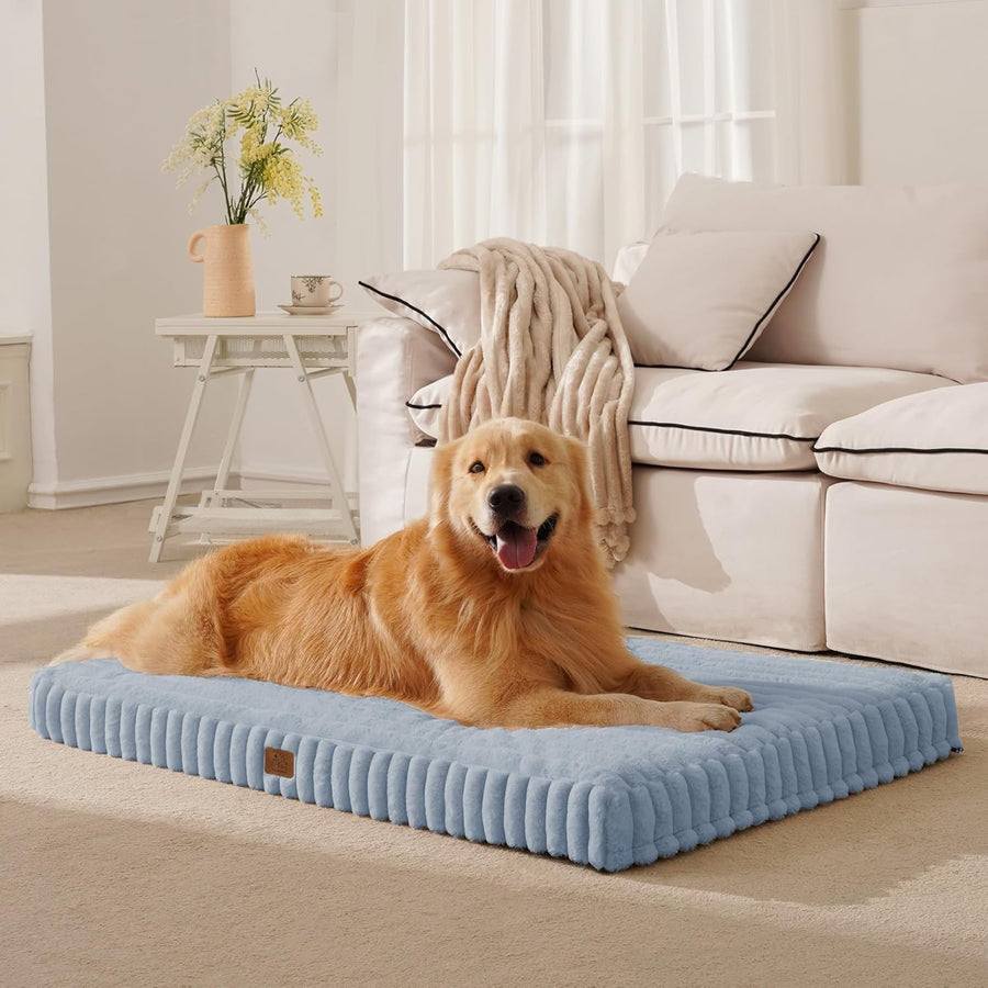 XL Orthopedic Dog Crate Bed 104x68cm Waterproof Blue