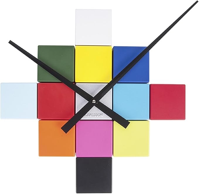 Modern Multicolour Wall Clock 24cm Silent Quartz Minimalist Home Decor Art