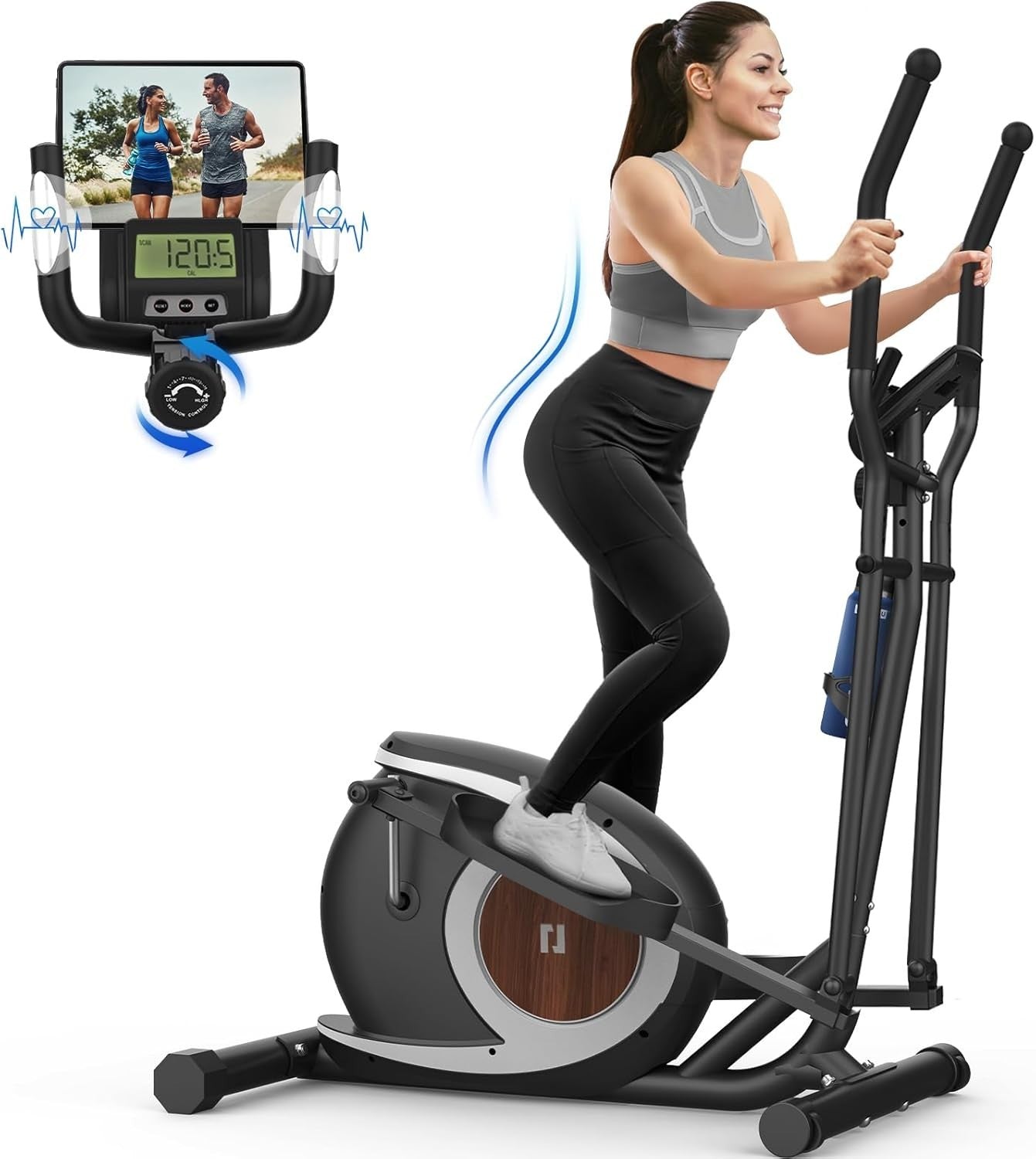 16-Level Magnetic Elliptical Cross Trainer Compact Home Gym Machine with LCD
