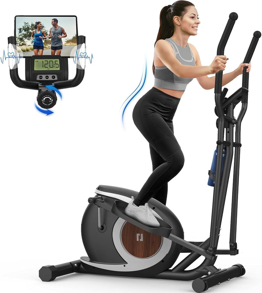 16-Level Magnetic Elliptical Cross Trainer Compact Home Gym Machine with LCD