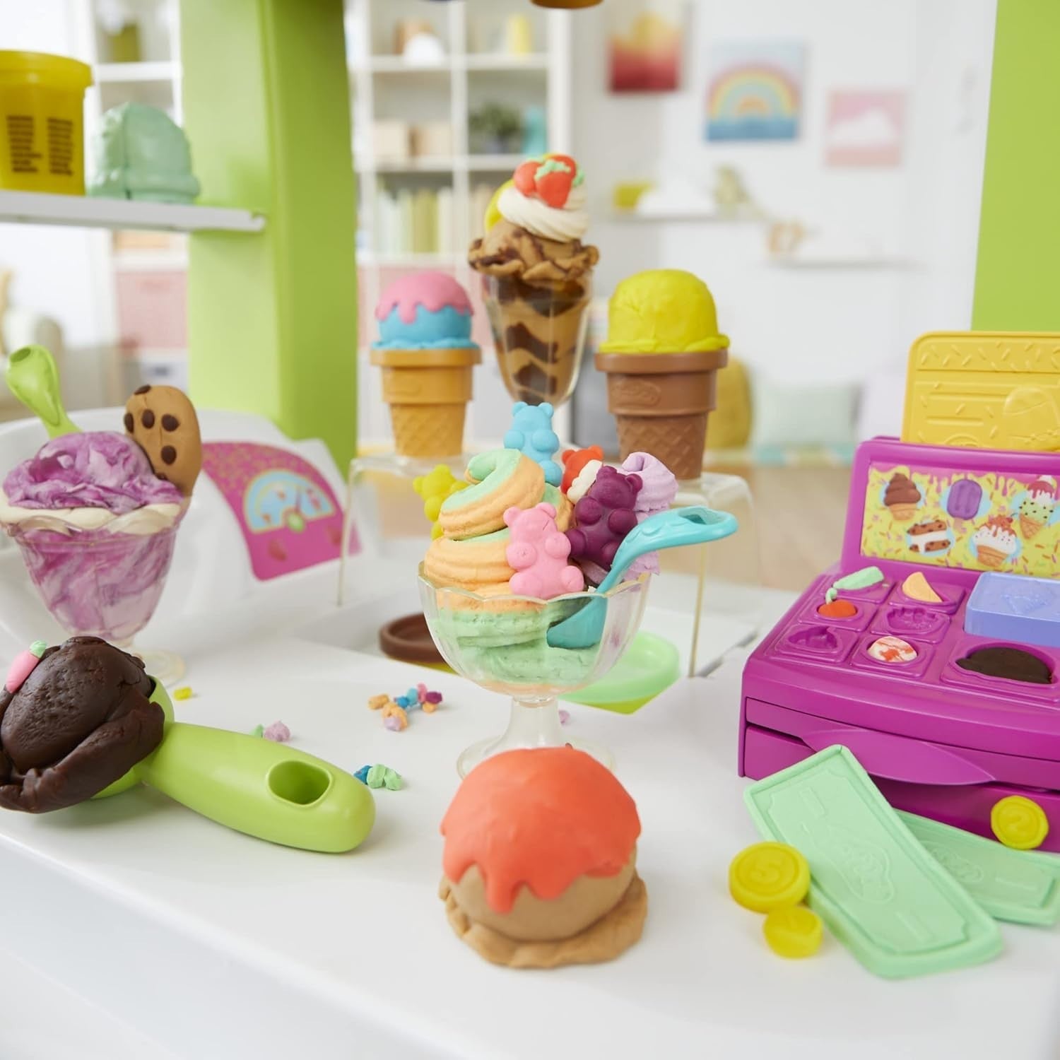 Kids Ice Cream Truck Playset Play Dough Kitchen Van Sounds 27 Accessories